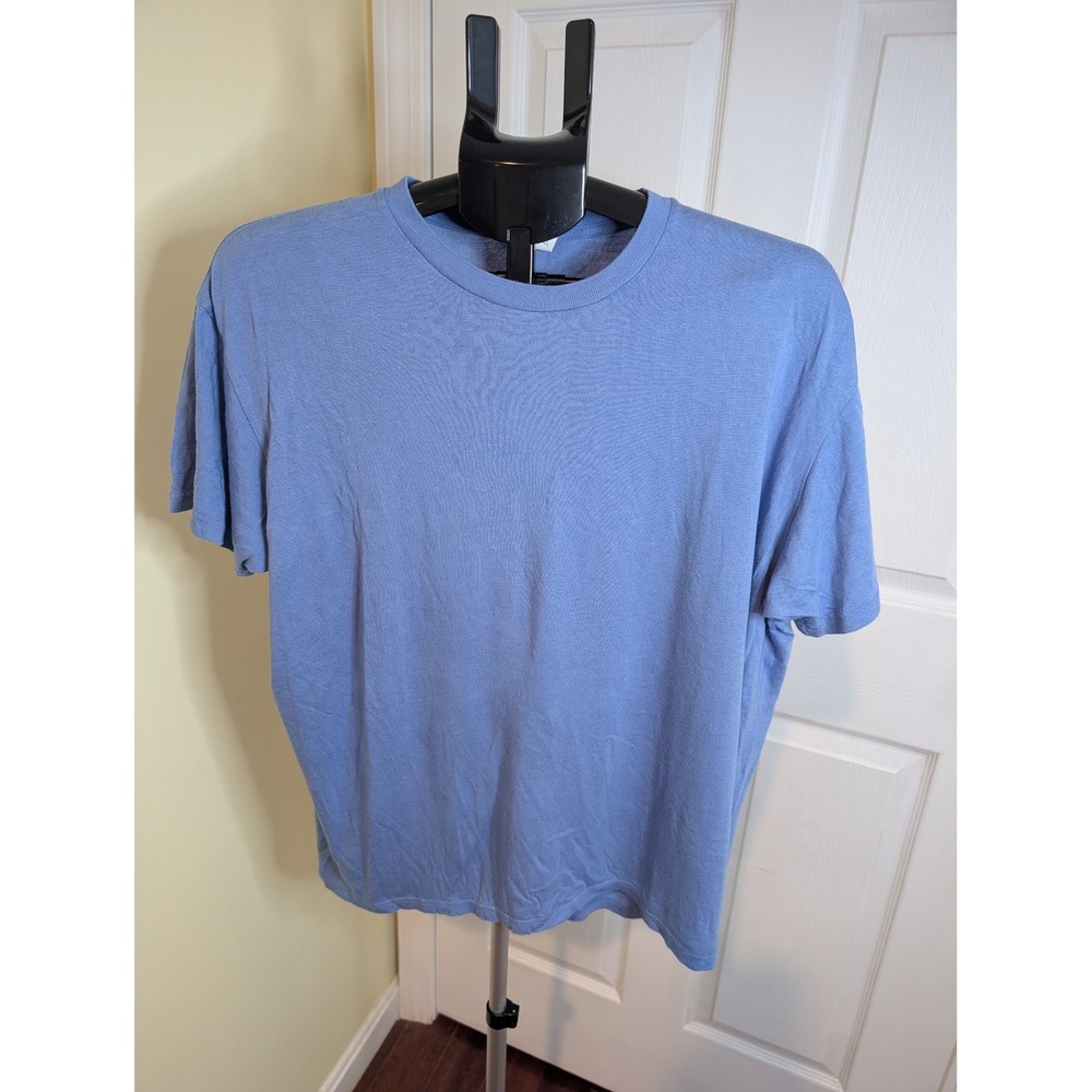 Spun Bamboo T-Shirt Mens Large Blue Short Sleeve Cotton Blend Crewneck Tee